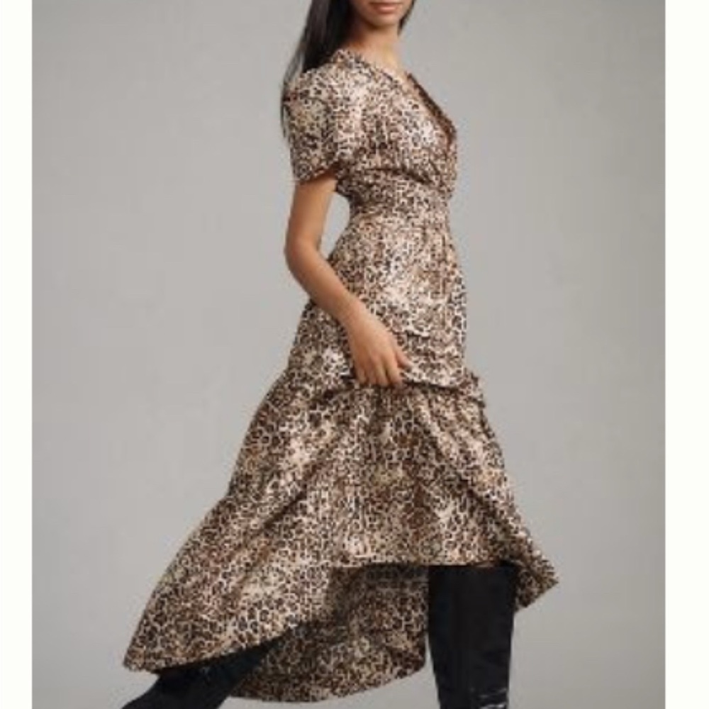 NWT By Anthropologie Somerset Leopard Print Maxi Dress XXSP